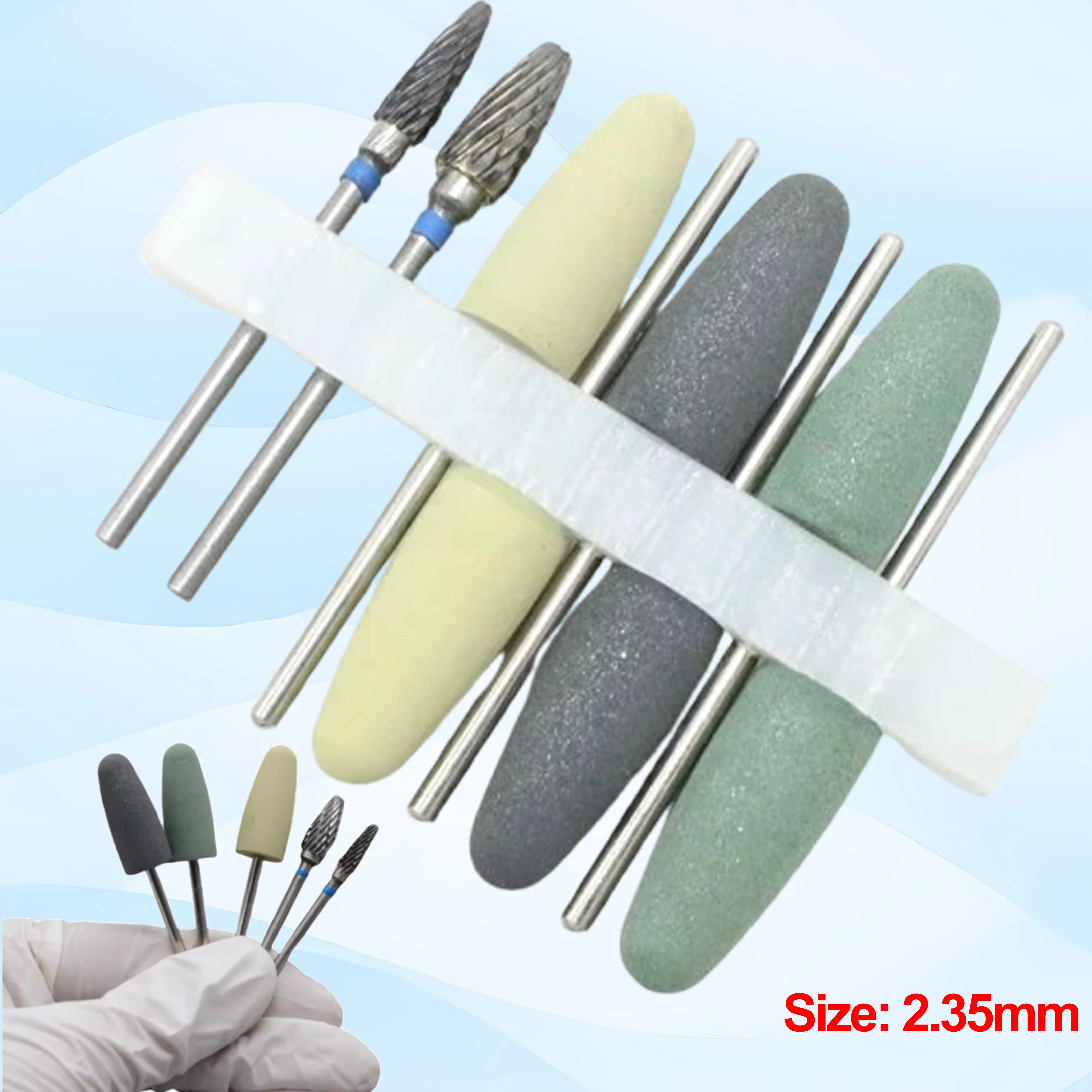 

8Pcs Dental Resin Base Acrylic Polishing Burs Kit 2.35mm Rotary Drill Polisher Dentista Tool for Dental Lab Instrument