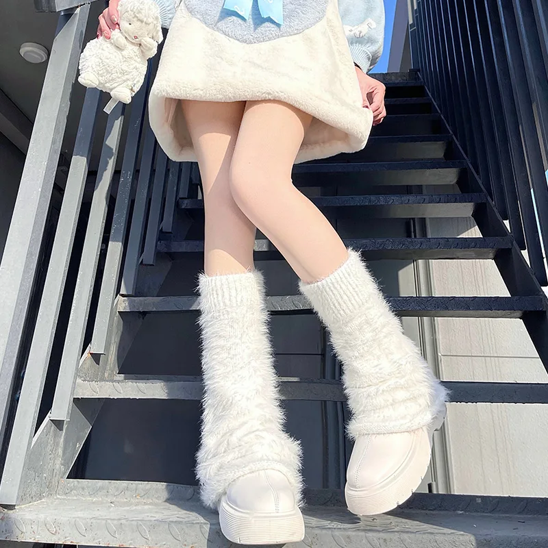 

New Streetwear Japanese Hot Girl Punk Knee Sleeve Leg Cover Harajuku JK White Knitting Leg Warmer