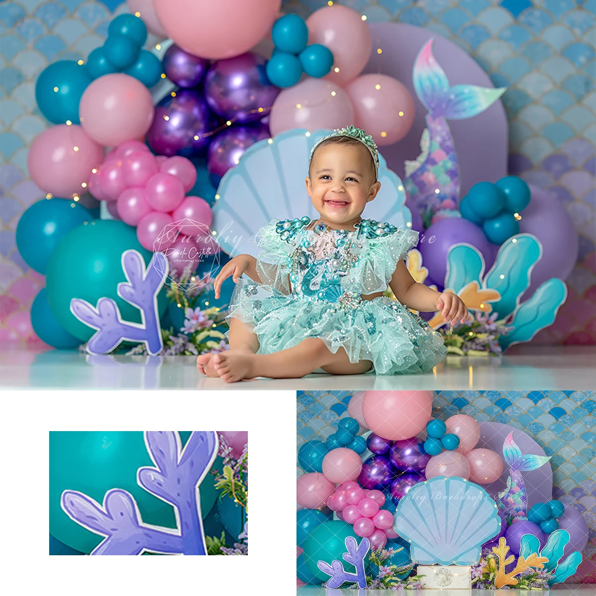 Mermaid Under The Sea Backgrounds Cake Smash Kids Adult Photography Props Child Baby Decors Underwater World Photo Backdrops