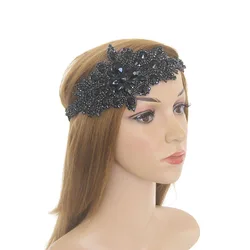 1920s Flapper Gatsby Feather Headband, 20s Beaded Showgirl Headpiece