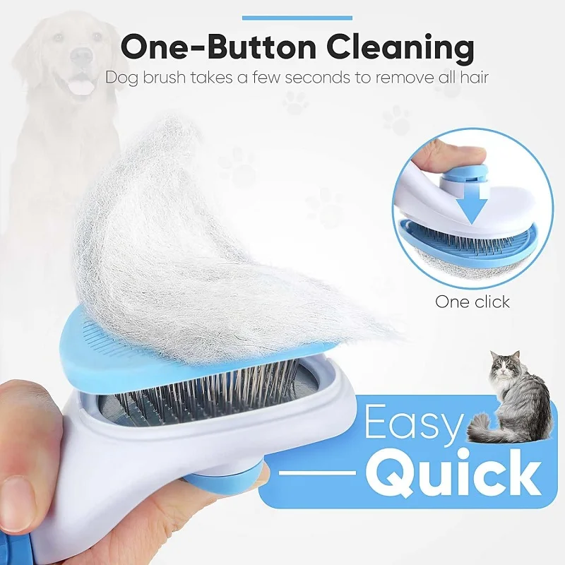 Katze Pinsel Entfernen Haar Edelstahl Pet Haar Entfernung Kamm Nicht Slip Hundesalon Pinsel Hund Kämme Bürsten Katze Zubehör – Detail 5