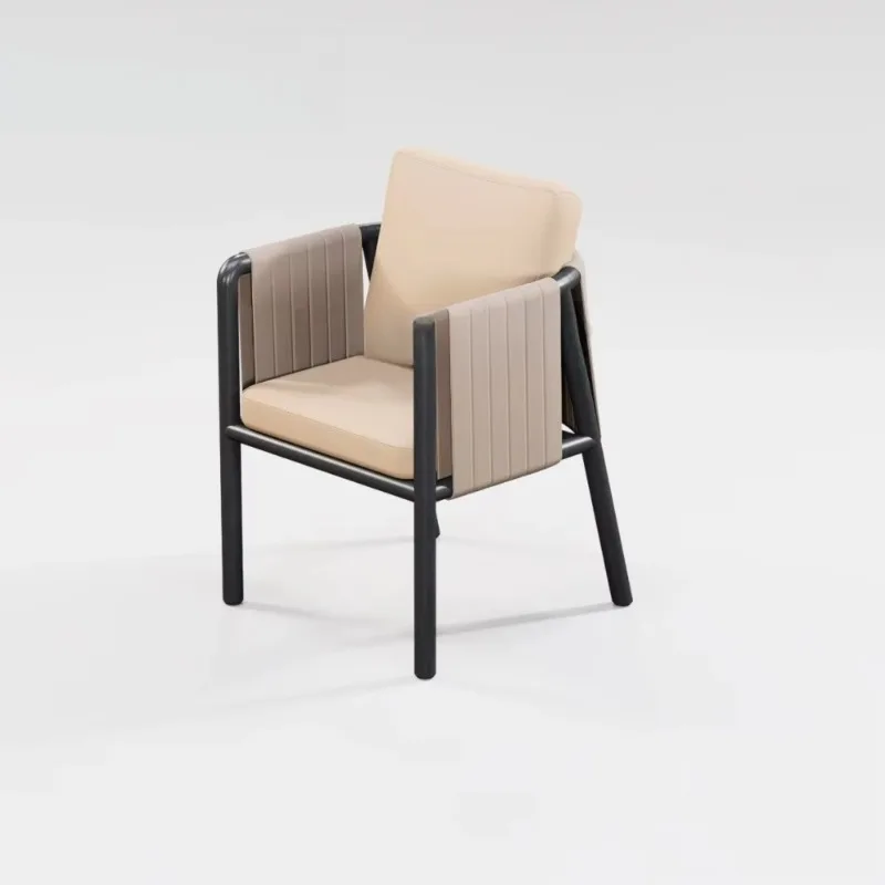 Modern Corded Armchair with Cushion and Aluminum Frame All Weather Garden Terrace Lounger