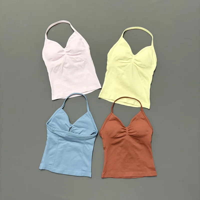 Women Workout Tank Top Backless Removable Pads Gym Quick Dry Top High Stretch Sports Tank Yoga Running Fitness Athletic Wear