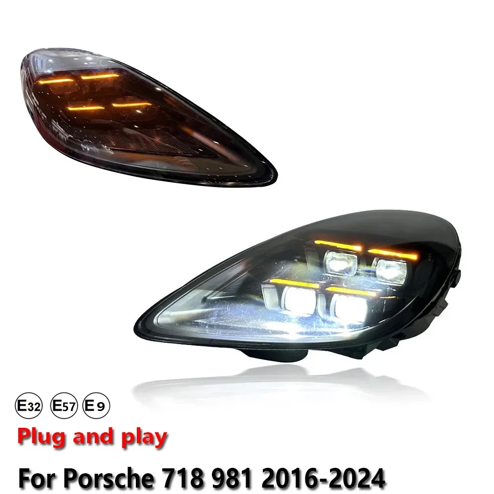 Car Accessories LED Headlights Light For Porsche 718 982 981 2016-2024 DRL Projector Front Headlamp Turn Signal Lamp Plug & Play