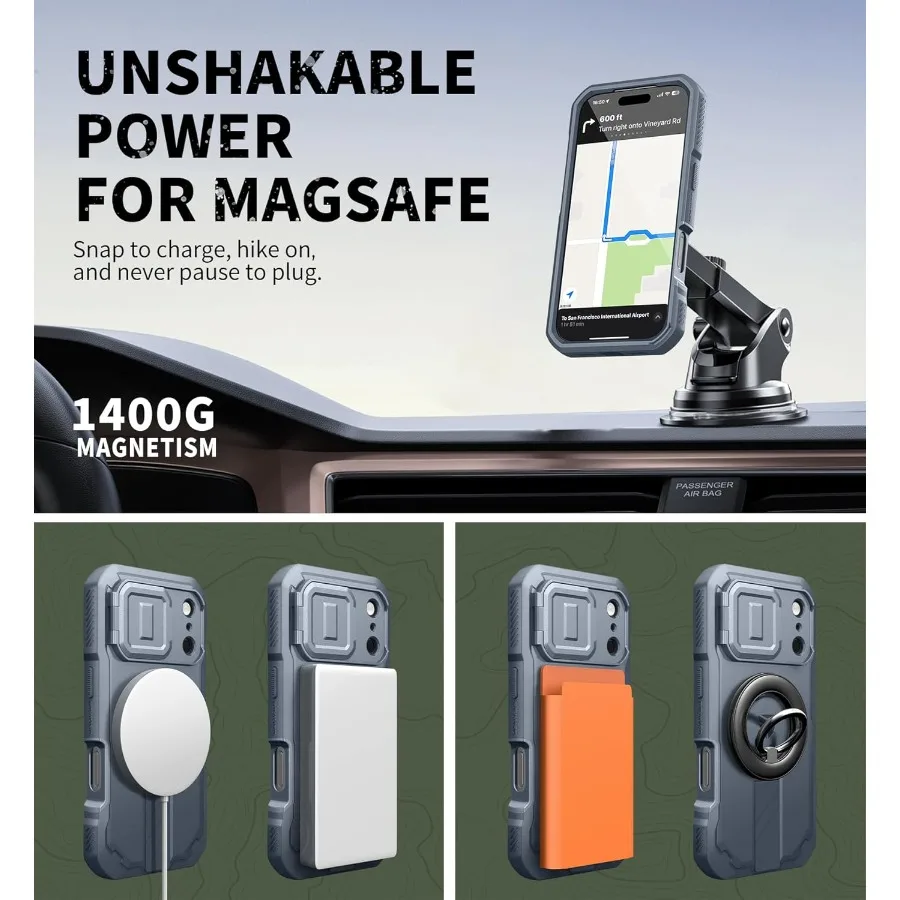 Per iPhone 17 Pro Custodia con doppio telaio frontale e cover per fotocamera flip integrata Cavalletto integrato per una stabilità migliorata