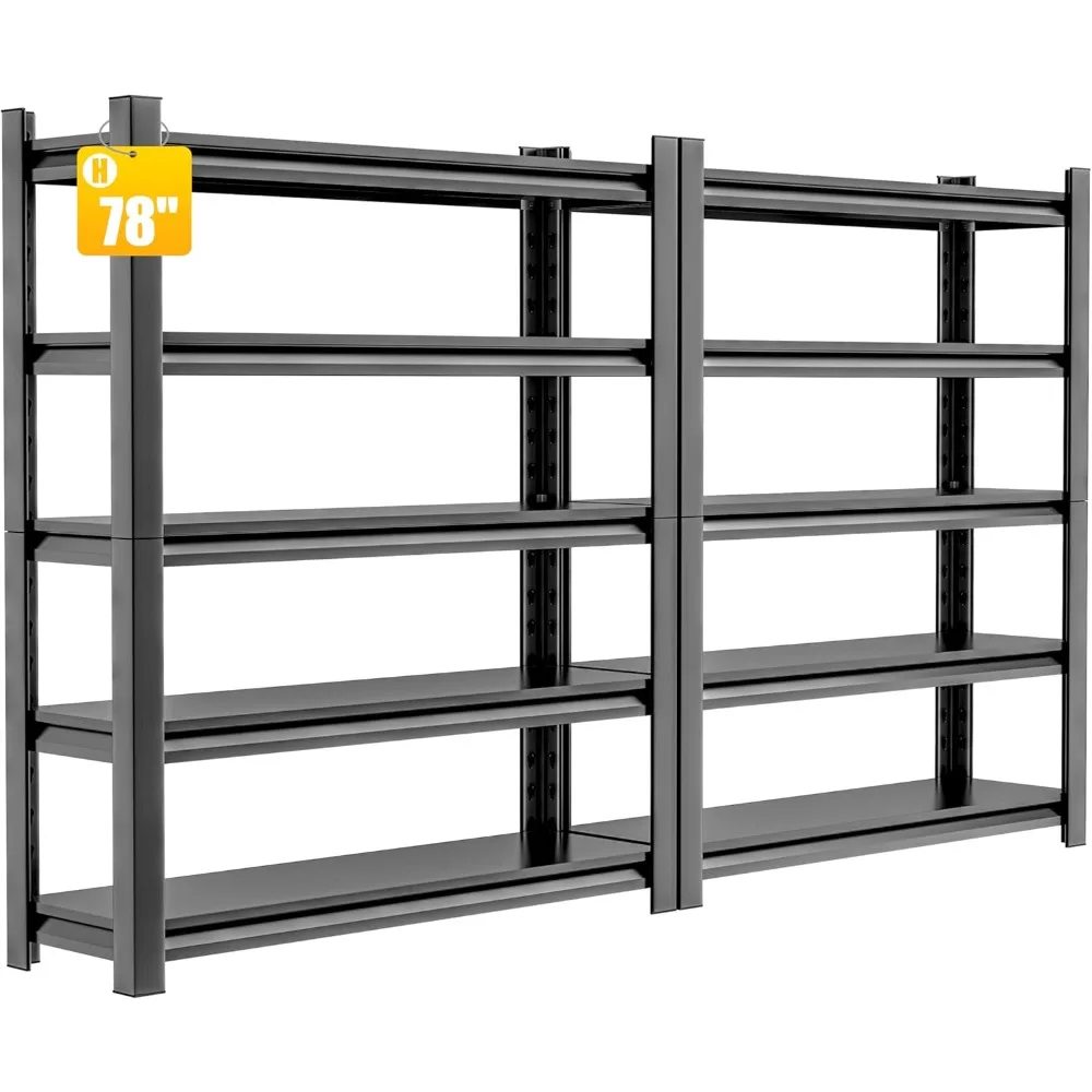 77.9H x 47.2W x 18D 2Pieces 5 tier Garage Shelving,Thickened Heavy Duty Metal Shelving Adjustable Shelves