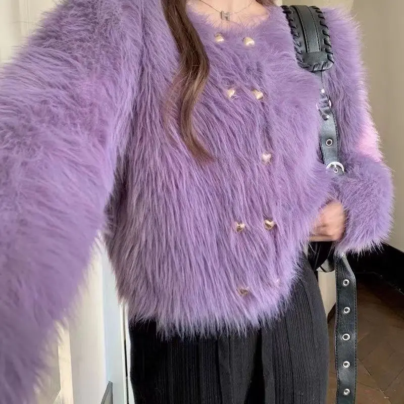 

New popular autumn and winter soft glutinous milk mink cardigan knitted sweater jacket women