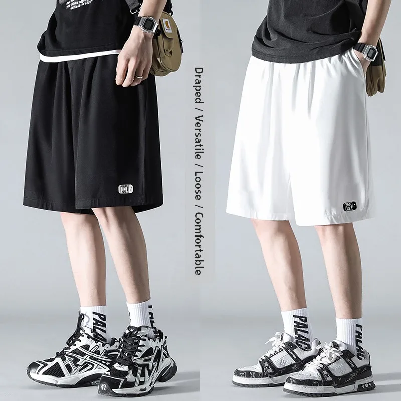 

Men's Summer Casual Ice Silk Thin Loose Straight Leg ort Pants Qui Dry Spor Trendy Brand Faionable Breathable orts