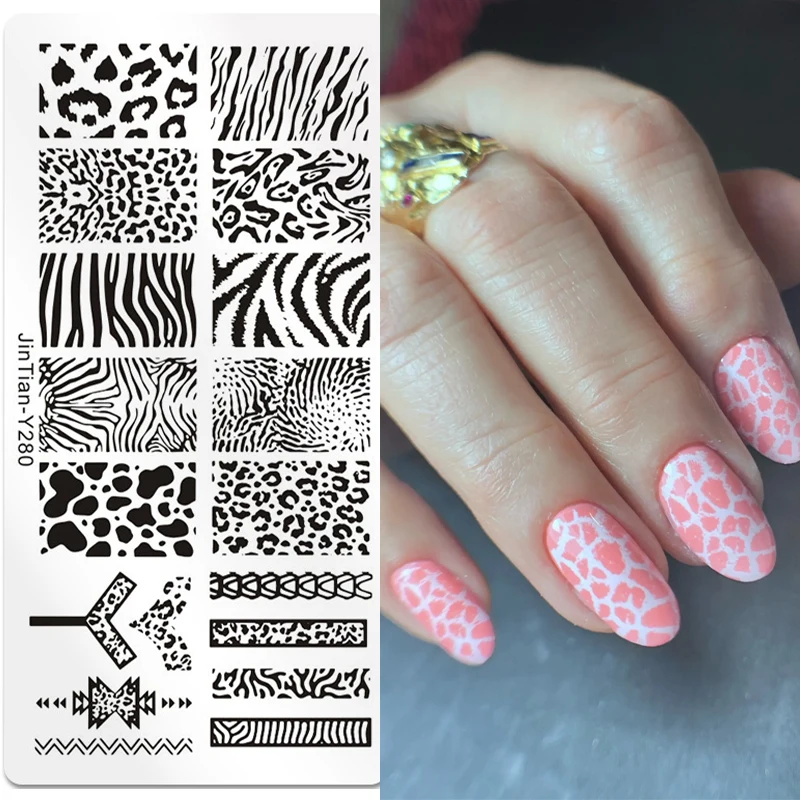 

Animal Image Nail Stamping Plates Tiger Zebra Leopard Print Stainless Steel Manicure Stencil Nail Art Templates Nail Accessories