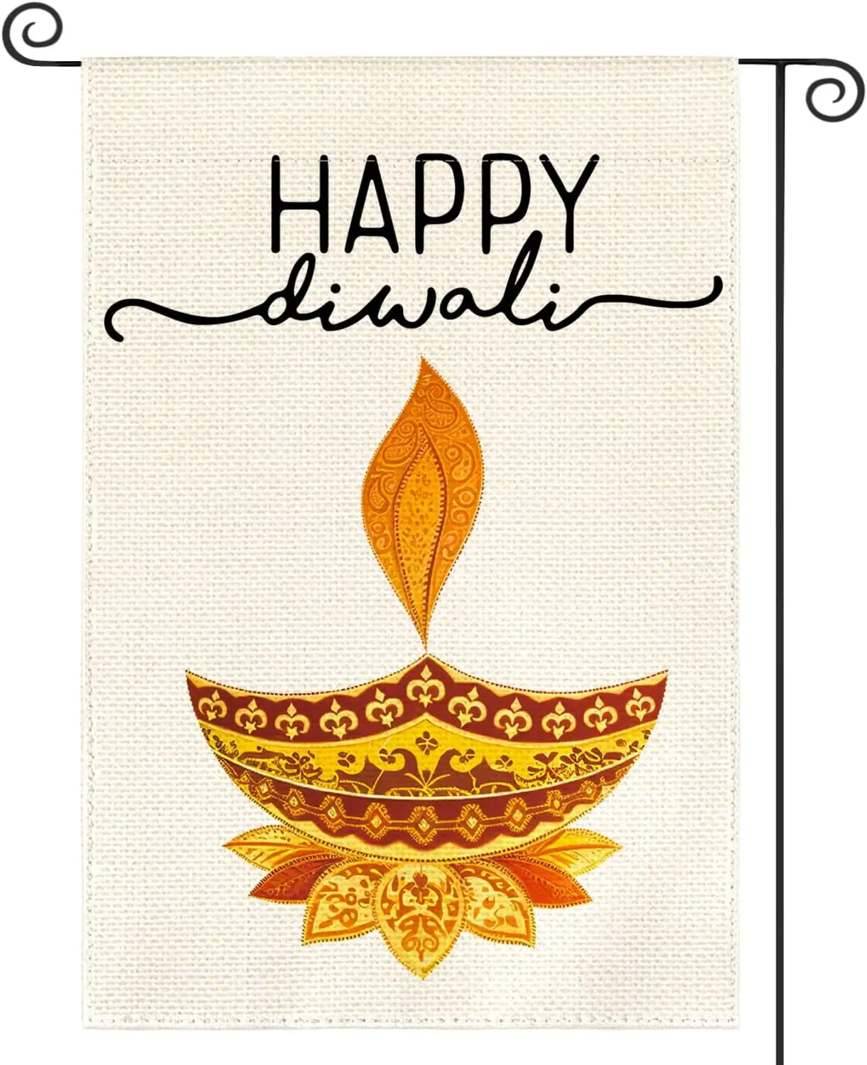 AVOIN colorlife Happy Diwali Garden Flag Vertical Double Sided, Oil Lamp Lotus Yard Outdoor Decoration 12 x 18 Inch WWP zzo