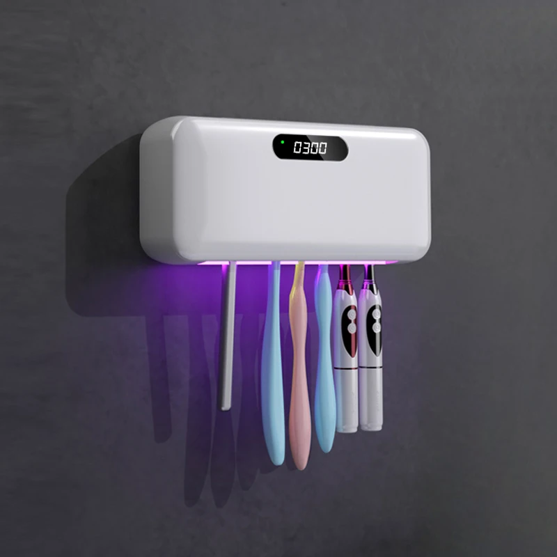 工場壁掛け式歯ブラシ除菌器-自動除菌-充電式-4000mah-uvc歯ブラシ除菌ホルダー