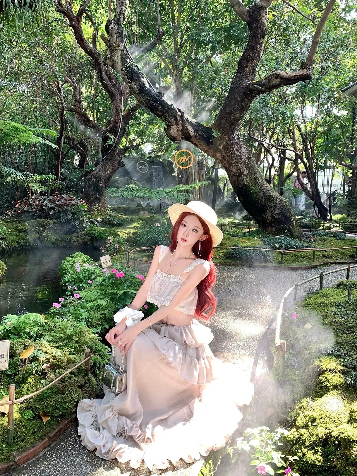 Stunning Island Vacation Fairy Tale Princess Atmosphere Set Beautiful Lace Trimed Separate Strap Dress Lightweight Breathable