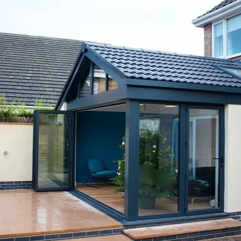 Patio Folding Doors Type Exterior Accordion Doors Waterproof Entrance Double Glass Energy Efficient Folding Door Custom Made
