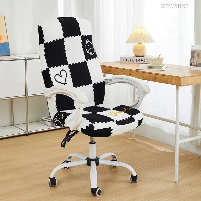 Office Chair Computer Elastic Slipcover Removable Washable Seat Dust Protection Case Piece One Rotating Printed Armchair Cover