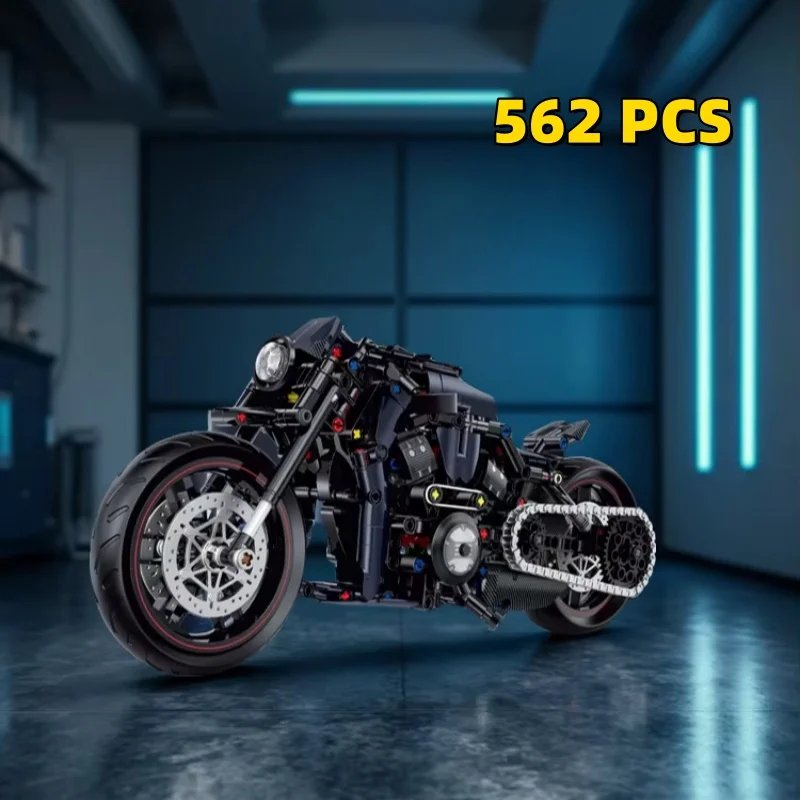 

Новый набор строительных блоков 562 детали: Мотоцикл Night Racer 1:8, модель MOC NO.60517. Рождественский подарок для мальчиков и детей.