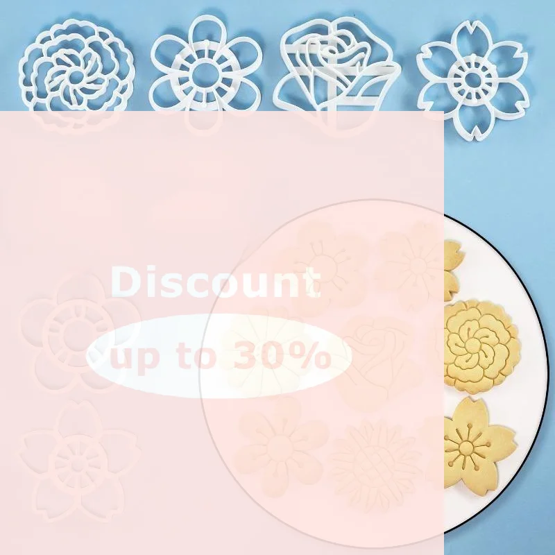 [Flower Shaped Cookie Cutter Set Various Floral Patterns Food Grade Plastic Easy Demold For Home Baking Party Dessert Making]