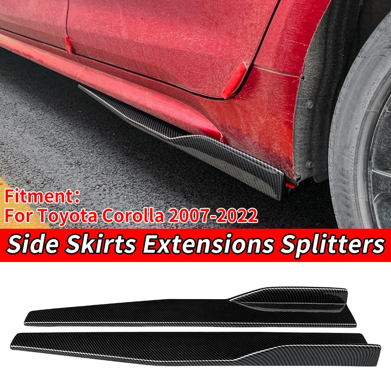 

Car Left/Right Side Skirt Bumper Diffuser Spoiler Aprons Wings Extensions 75cm Carbon Look ABS For Toyota Corolla 2007-2022