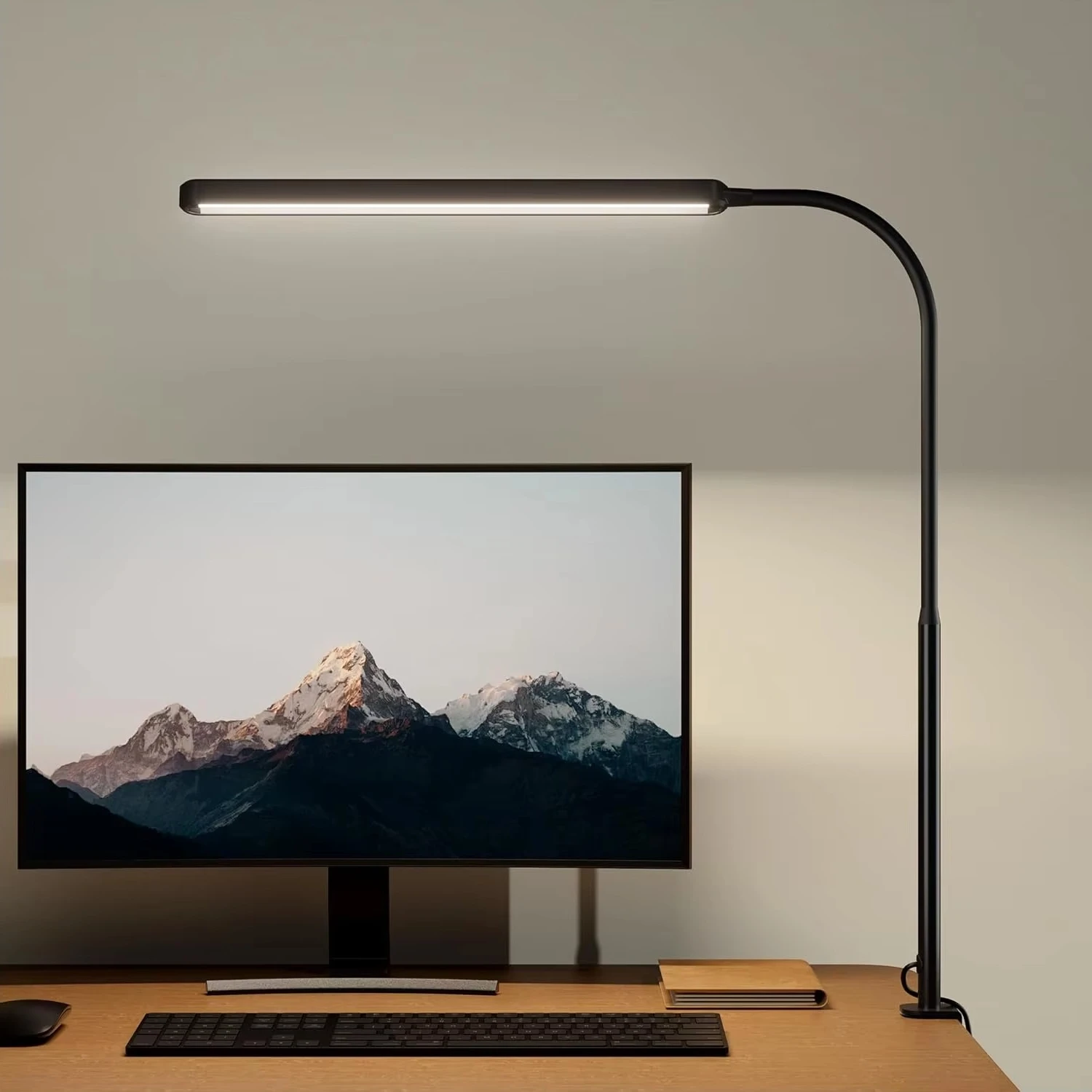 LED Desk Lamp with Clamp, 360° Flexible Gooseneck Work Light, 3 Color Dimming Eye Caring Reading Lamp for Home Study Office