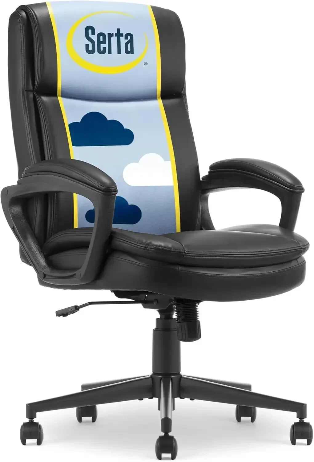 Comfort Ergo Executive Office Chair, Ergonomic Mid-Back Design with Lumbar Support, Semi-Plush Double-Layer Seat Cushion, Padded