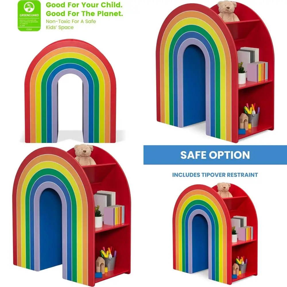 

Montessori-Inspired Greenguard Gold Kids' Bookshelf with Toy Storage, Natural Finish, for Playrooms, Nurseries, and Classrooms