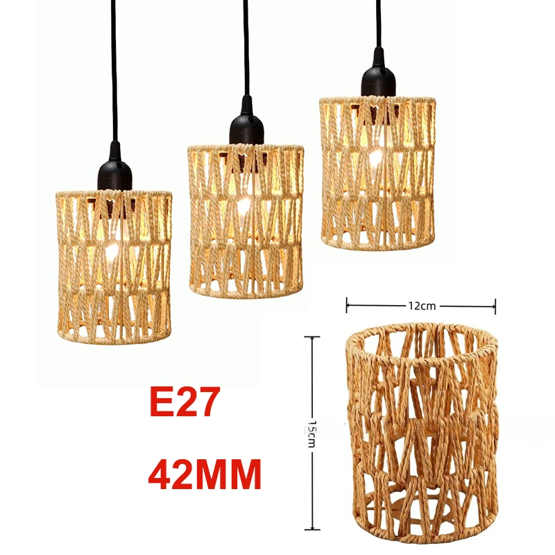 

Retro Rattan Lamp Shade Small Wicker Lamp Shade Replacement 6in Height Woven Lampshade for Floor Lamps, Pendant Light Desk lamp