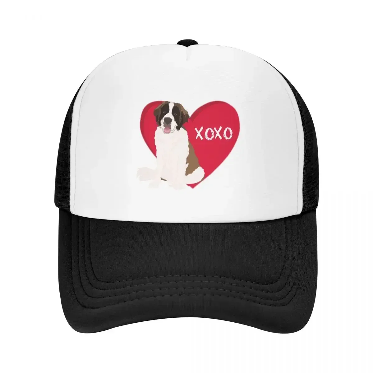 Valentines Day Saint Bernard Love Xoxo Baseball Cap Anime Hat Beach Bag Bobble Hat Snap Back Hat Boy Women's