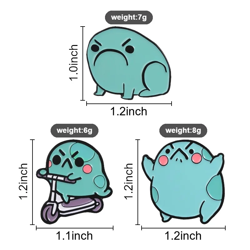 Scooter Frog Enamel Pin Angry Cartoon Brooch Funny Meme Accessory for Teens Backpack Denim Jacket Street Style