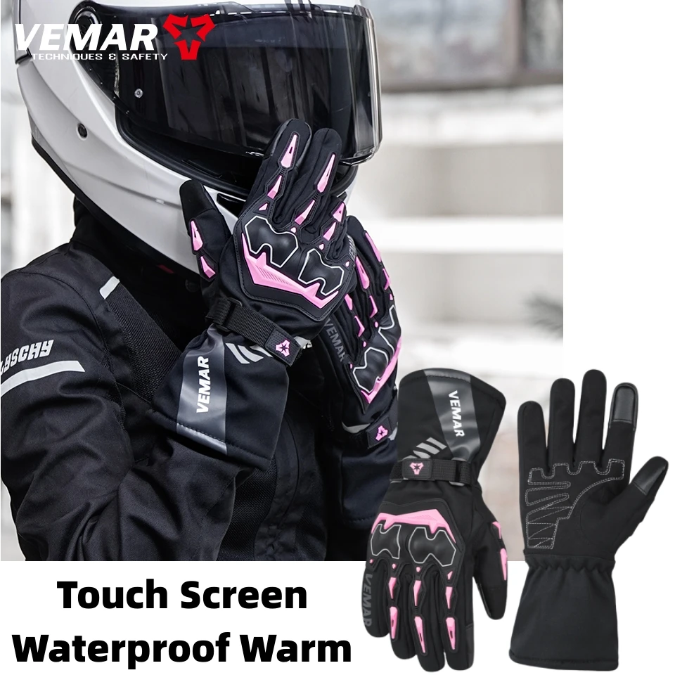 VE-01 Waterproof Winter Motorcycle Gloves for Men Thermal Insulated Riding Gloves Touchscreen Windproof Cold Weather Moto Gloves
