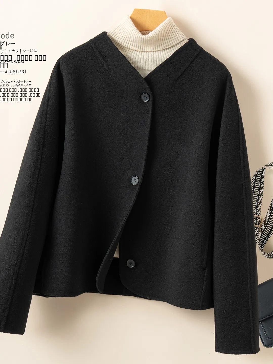

Double-Sided Woolen Coat Women's ort High-End Cact Size Camere Autumn Winter New Sle Korean Simple Woolen Jaet