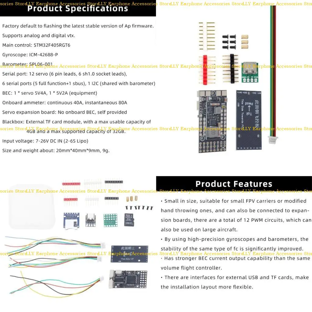

462E F4WSE MK1.5 Fixed Wing Flight Control Analog Images Transmission for 2-6S Digital Images Transmission Accessories
