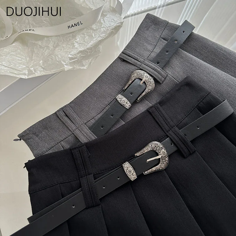 DUOJIHUI Vintage americano con cintura Casual donna gonne estate Sexy a-line moda tinta unita semplice cerniera minigonne femminili