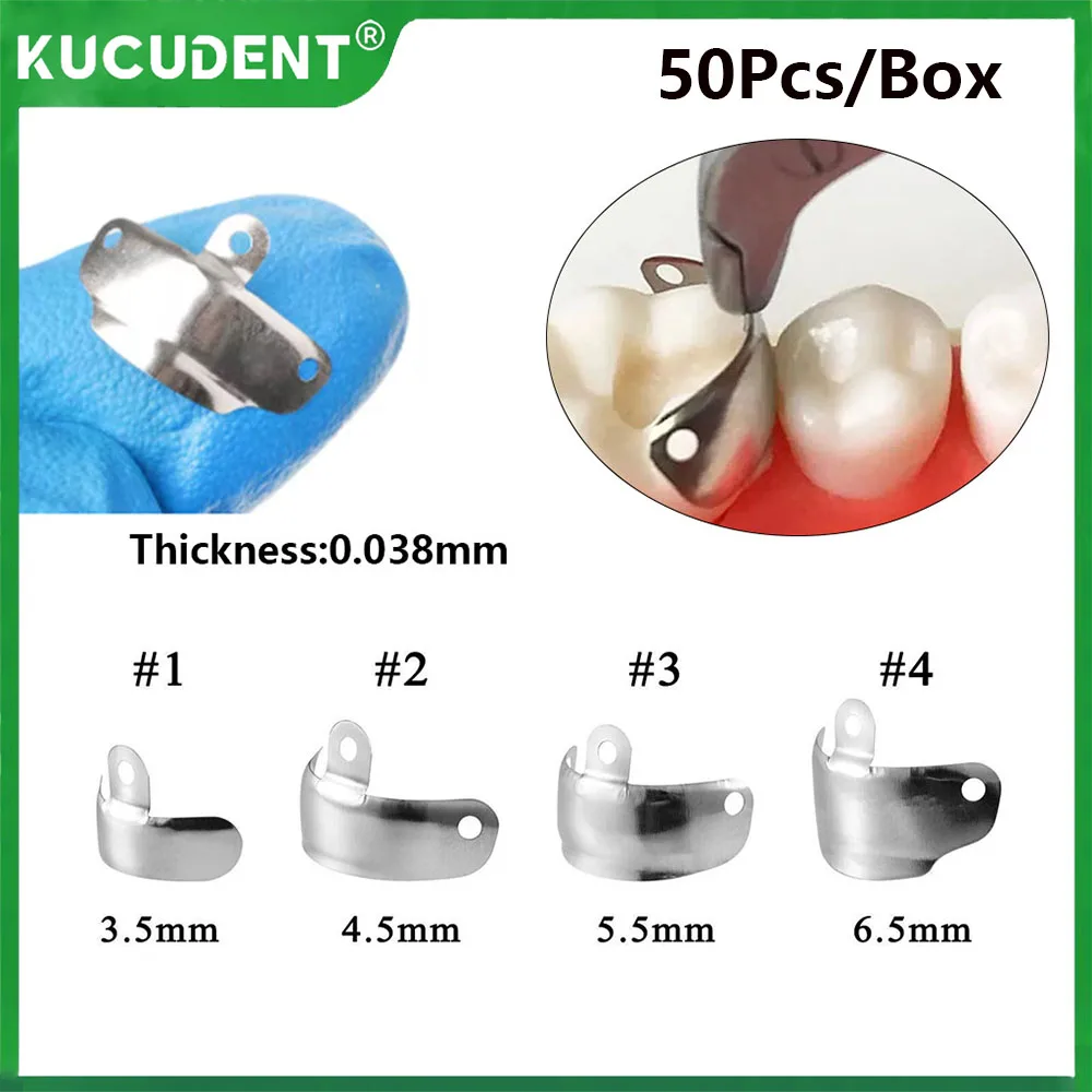 

50Pcs/Box Dental Sectional Matrix Contoured System Metal Matrices Matrix Strips for Teeth Replacement Dentistry Lab Materials