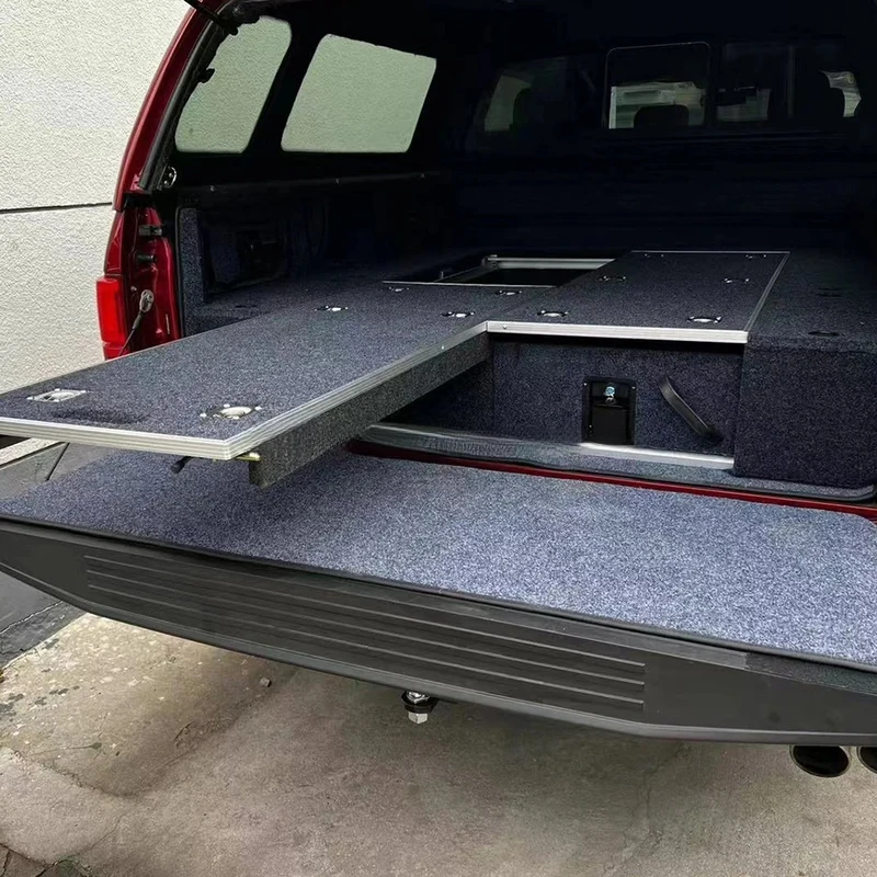 High Quality 4X4 Aluminum Pickup Truck Bed Camping Slide Out Drawer Decked Rear Storage System for F150