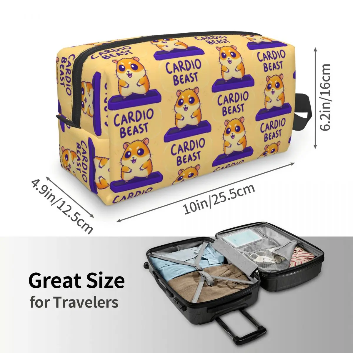Cardio Beast Hamster Workout Sticker Makeup Bag Cosmetic Organizer Storage Dopp Kit Toiletry Cosmetic Bag for Women Beauty