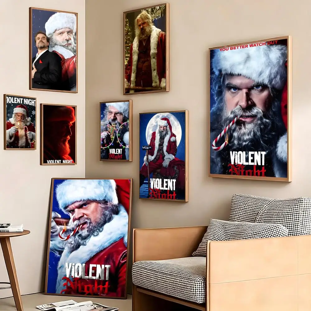 Dark Comedy Movie Violent Night Poster Pegatina artistica HD autoadhesiva impermeable para salon dormitorio