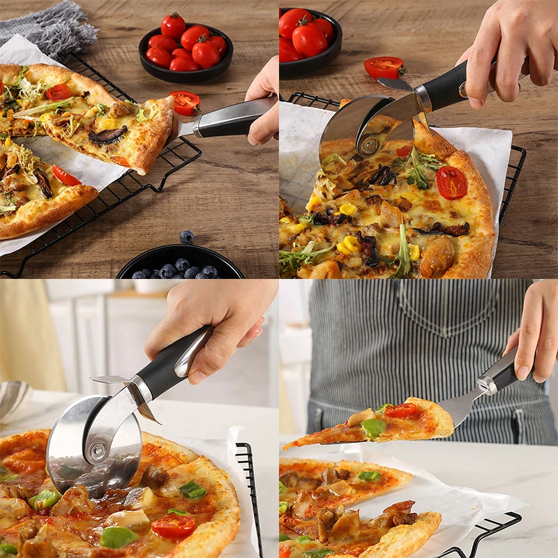 Premium cucina in acciaio inox taglierina per Pizza ruota strumenti per Server coltello per la casa Waffle biscotti torta pane affettatrice gadget da forno