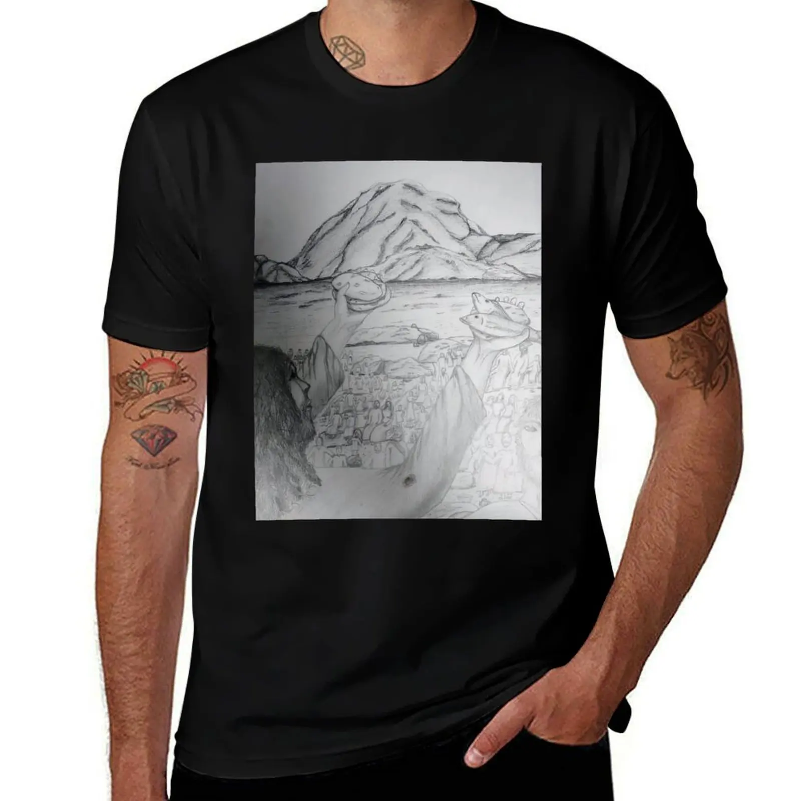 

Jesus feeding the multitudes T-Shirt man t shirt customizeds kawaii clothes summer shirt mens big and tall t shirts