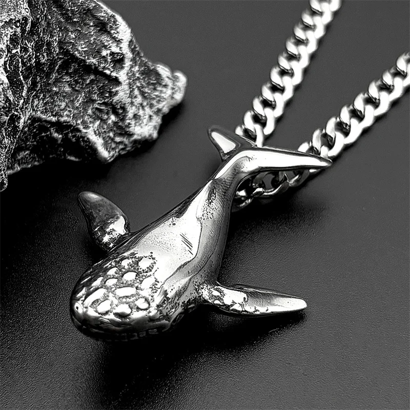

Punk Hip Hop Whale Pendant Necklace for Women Men Stainless Steel Silver Color Animal Lovers Gift Chain accessories Jewelry