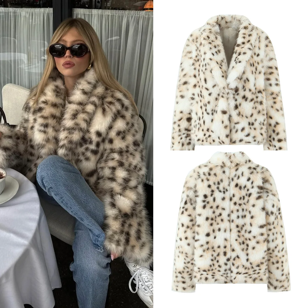 

Женская зимняя верхняя одежда из норкового меха с цветными блоками, костюм с леопардовым принтом и воротником, женская шуба с имитацией шубы, женская эко-пальто с напуском
