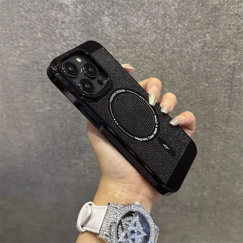 iPhone14 case iPhone15 Metal Cooling grid iPhone14promax All-inclusive iPhone13 Magnetic iPhone12 Drop resistant iPhone11