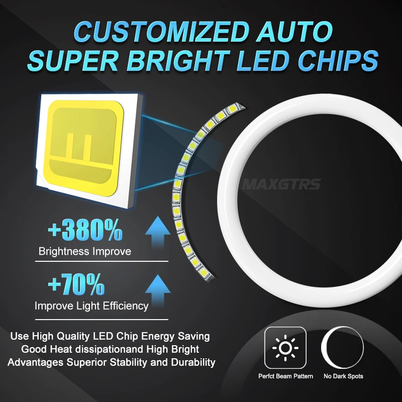 2x Cotton Light Angel Eye LED DRL Car Motorcycle Fog Light Halo Rings Waterproof Auto Headlight Turning Signal With Lampshades