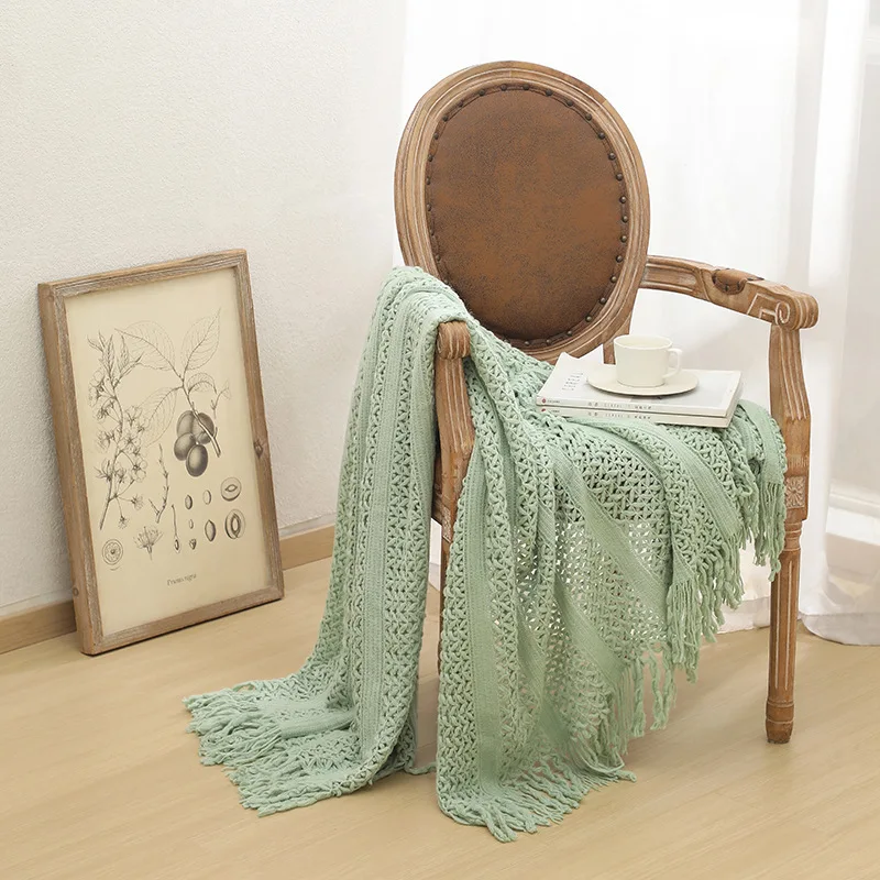 

1PC Acrylic Knitted Blanket, European Style Sofa Blanket Office Blanket Shawl, Soft Comfortable Blanket Bed end Cover Towel