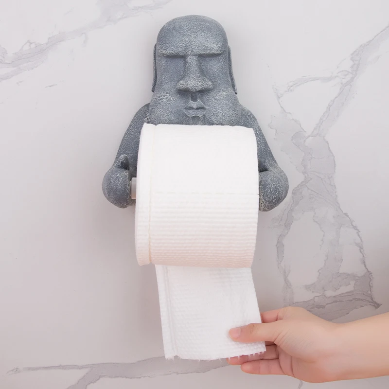 ‌No-Drill TP Holder, Bathroom Stone Sculpture Organizer, Greek Island Resin Shelf, Unique Wall Decor Display