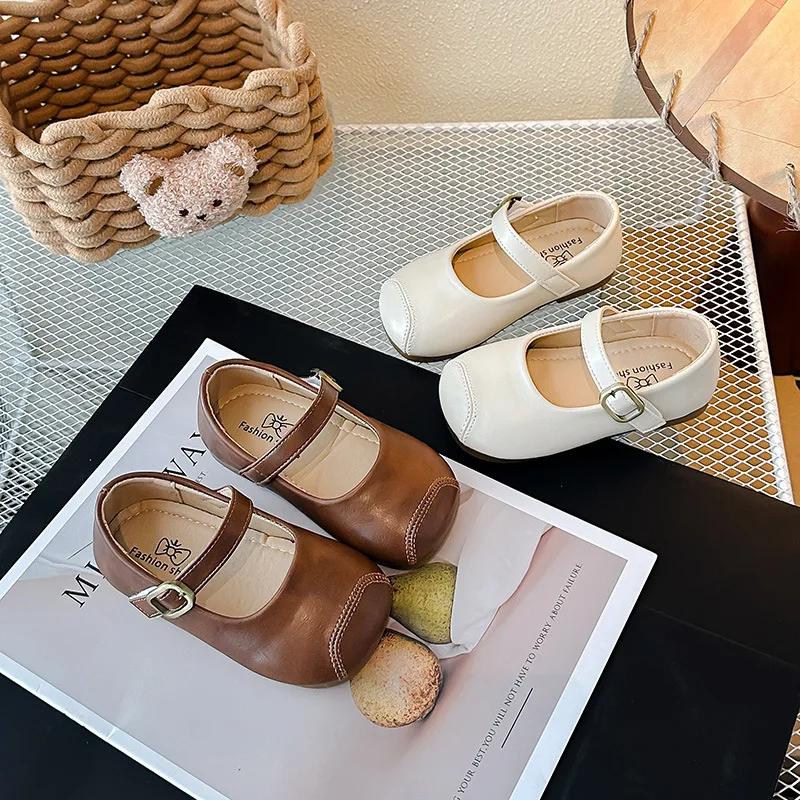 

Children Leather Shoes for Girls 2025 Spring New Fashion Korean Style Soft Anti-slippery Versatile Chic Princess Baby Dress Shoe