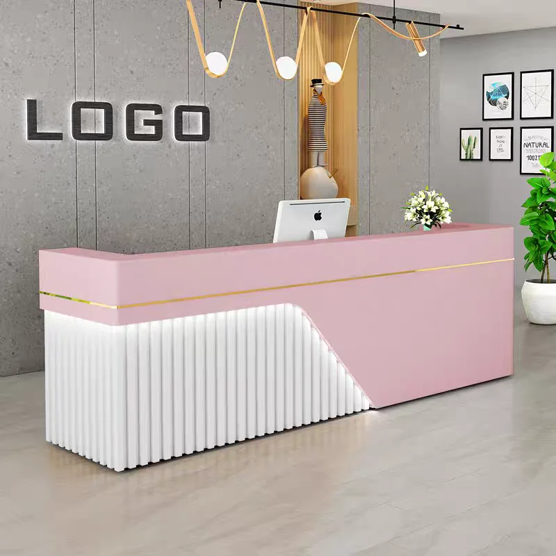 custom.YS-0159 Custom Simple Modern Wood Front Desks Office Living Room Hotels Beauty Salons Consultation Paint Company Gym