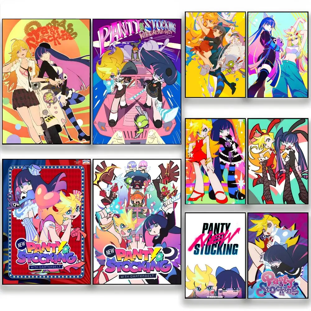 Anime Action Comedy Panty & Stocking With Garterbelt Poster Wall Art Painting for Living Room Home Decoration and Holiday Gifts