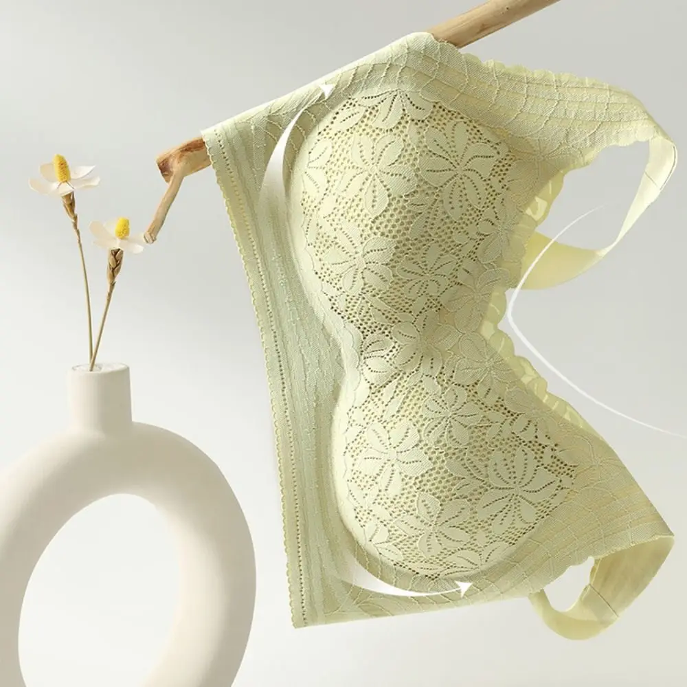 

Fashion Push Up Wireless Deep V Bra Anti-sagging Lingerie Lace Mesh Bra Shockproof Thin Underwear Women Gifts