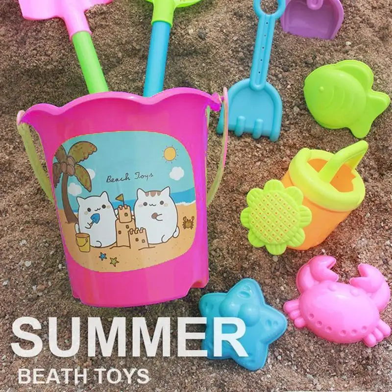 Giocattoli da spiaggia per bambini Set 8 pezzi Sandbox Toys Giochi estivi all'aperto Giocattoli da spiaggia Giochi estivi all'aperto Stampi per sabbia per animali Secchio Pala