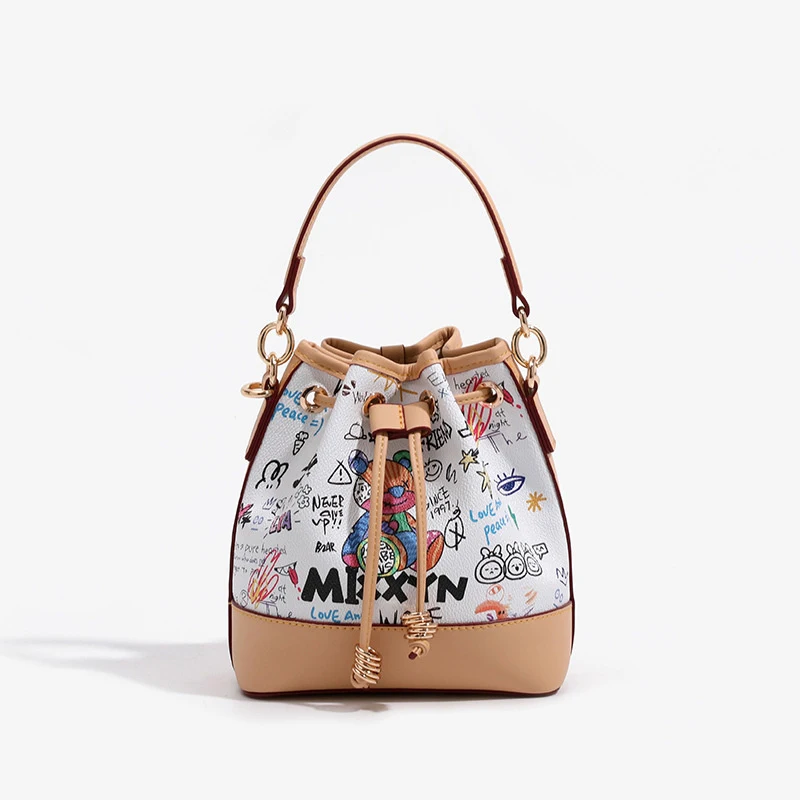 Graffiti Bucket Bag for Women2026Single-shoulder crossbody bag, hand-held shopping basket, fashionable and versatile handbag