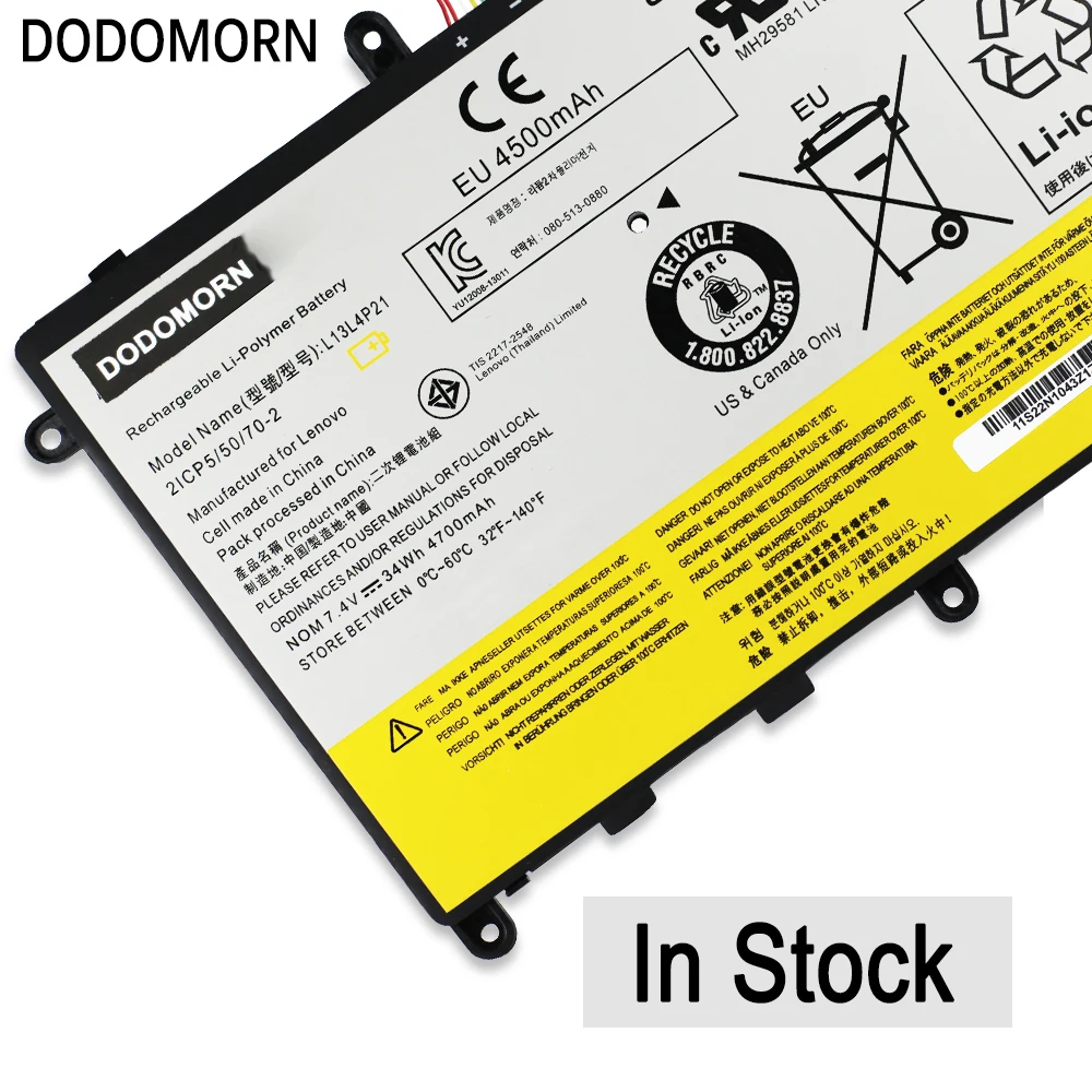 Dodomorn แบตเตอรี่ L13L4P21แล็ปท็อปสำหรับ Lenovo IdeaPad YOGA 2332 20332 20428 2 11เปลี่ยนชิ้นส่วน L13M4P21 121500223 121500224 34Wh